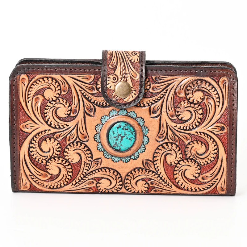 Genuine Leather Floral Wallet